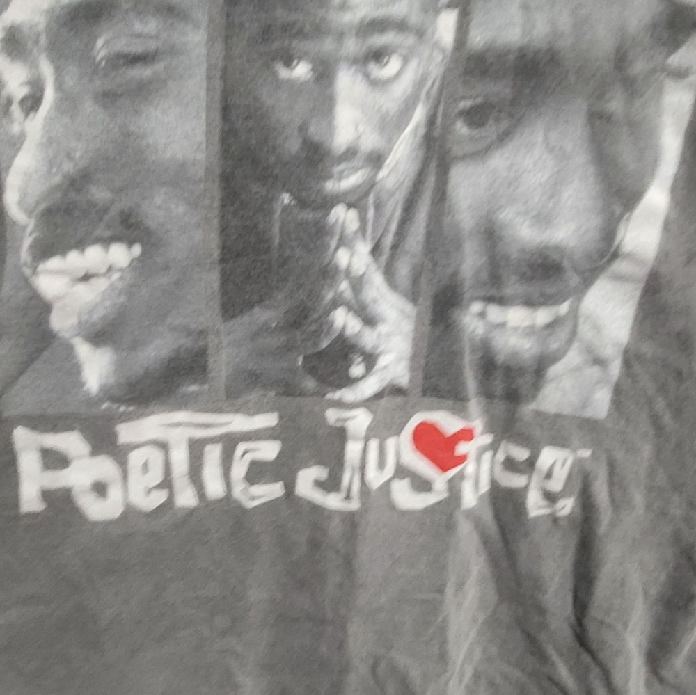 Tupac Shakur Movie Poetic Justice Mens T-shirt Dark Gray Wash Small Medium - Picture 2 of 6